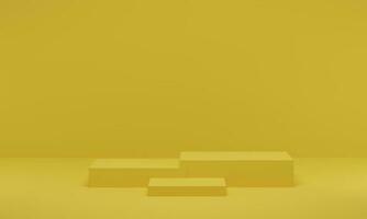 3D-rendering. gele scène geometrische vorm podium podium voor productpromotie. abstract minimalistisch design met lege ruimte. foto