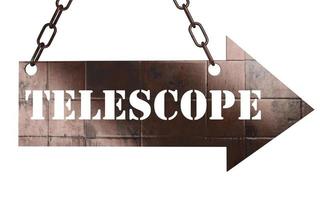 telescoop woord op metalen aanwijzer foto