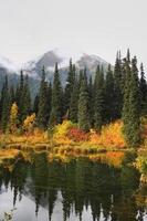 reflecties op een meer van british columbia foto