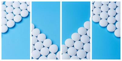 collage van hoop verschillende farmaceutische geneeskunde pillen, tabletten en capsules. foto