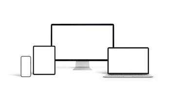 geïsoleerde computer en mobiele apparaten met een leeg scherm voor responsive webdesign of app-promotie foto