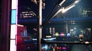 nachtscène van de stad Japan met neonlichten foto