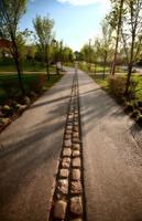 fietspad langs de rode rivier in winnipeg foto