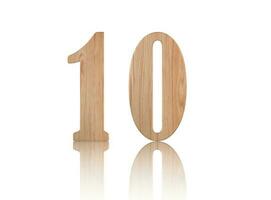 nummer 10 van hout op witte achtergrond foto