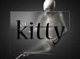 kitty woord over glas en skelet foto