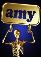 amy woord en gouden skelet foto