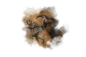 parasaurolophus dinosaurus op rook achtergrond foto