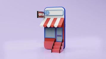 online winkelen op website of mobiele applicatie concept marketing en digitale marketing, 3D-rendering foto