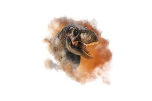 tyrannosaurus t-rex, dinosaurus op rook achtergrond foto