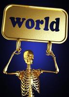wereldwoord en gouden skelet foto