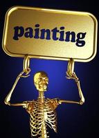 schilderij woord en gouden skelet foto