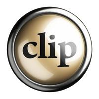 clip woord op geïsoleerde knop foto