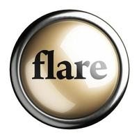 flare woord op geïsoleerde knop foto