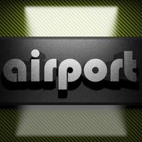 luchthavenwoord van ijzer op koolstof foto