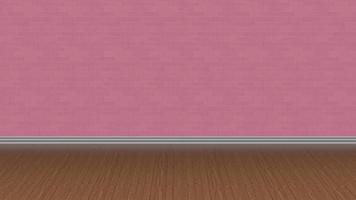 hout roze vloer bakstenen muur achtergrond afbeelding 3D-rendering foto