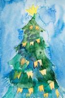 aquarel diy kinderen verf kerstboom foto