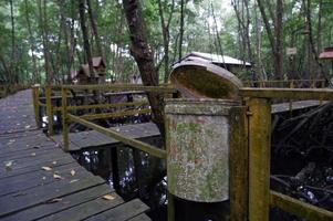 vuilnisbakken op toeristische plekken in de mangrove zodat er geen plastic afval en etensresten zijn foto