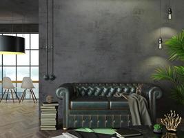 mockup lege muur interieur loft en bank foto