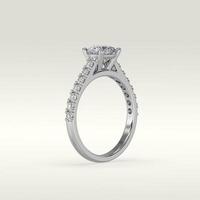 solitaire verlovingsring staande positie in metaal goud 3d render foto