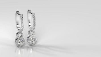 solitaire halo earing in ronde vorm wit goud 3d render foto