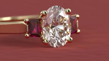 close-up shot van ovale diamanten ring 3d render foto