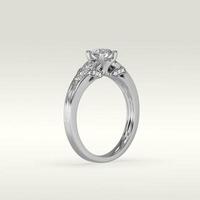 solitaire verlovingsring staande positie in metaal goud 3d render foto