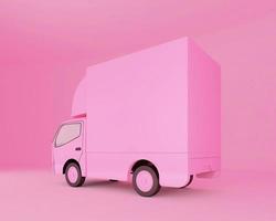 roze bestelwagenmodel. 3D-rendering foto