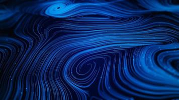 blauwe kleur abstracte achtergrond, digitale deeltje en lijn. golvende achtergrond gebogen en spiraalvormige lijn. digitale cyberspace-achtergrond