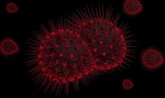 abstracte bacteriën of viruscel in bolvorm met lange antennes. coronavirus. pandemie of virusinfectie concept - 3D-rendering. foto