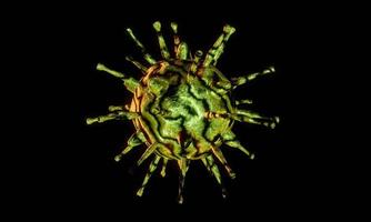 abstracte bacteriën of viruscel in bolvorm met lange antennes. corona virus uit wohun, china crisis concept. pandemie of virusinfectie concept - 3D-rendering. foto