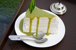 witte cake groene thee foto