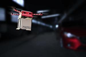 drone object voor metaverse technologie engineering apparaat industrie vliegen in industrieel logistiek export import product levering aan huis service logistiek verzending vervoer vervoer 2022 3d render foto