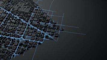 techno megastad stedelijke en futuristische technologieconcepten, 3D-rendering foto