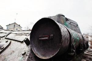 petroleumtank van oude vintage militaire tank. foto