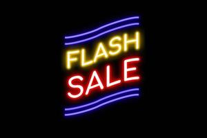 flash verkoop neon banner, licht uithangbord. foto