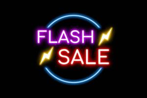 flash verkoop neon banner, licht uithangbord. foto
