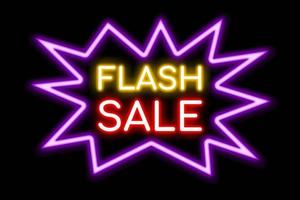 flash verkoop neon banner, licht uithangbord. foto