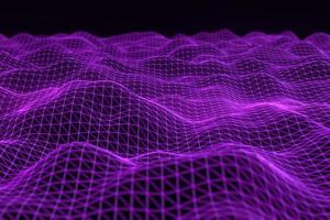 abstracte geometrische achtergrond met digitale landschap of golven. montain wireframe hologram 3 d rendering foto