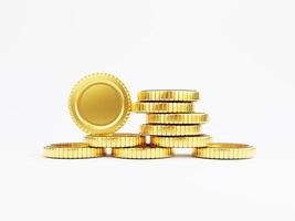 geïsoleerd van lege gouden munten stapelen op een witte achtergrond, zakelijke investeringen en valuta wisselen forex concept door 3d render. foto