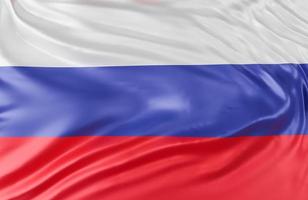 mooie Russische federatie vlag Golf close-up op banner achtergrond met kopie ruimte., 3D-model en illustratie. foto