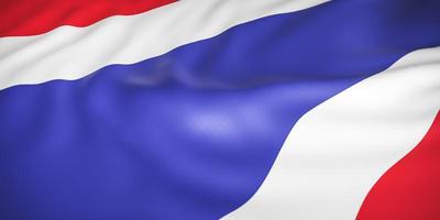 mooie vlag van thailand golf close-up op banner achtergrond met kopie ruimte., 3D-model en illustratie. foto