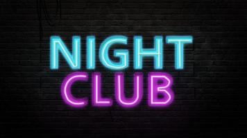 nachtclub teken embleem in neon stijl op bakstenen muur achtergrond foto
