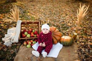 gelukkig babymeisje in het herfstpark foto