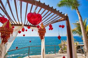 Puerto Vallarta, romantisch luxe restaurant met uitzicht op de schilderachtige oceaanlandschappen in de buurt van de baai van Banderas foto