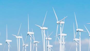 close-up van windturbines met heldere lucht foto