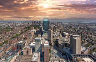 panoramische luchtfoto van het financiële district van Boston, het historische centrum, de Beacon Hill en de Charles River foto