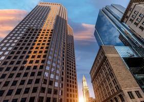 het financiële district en de skyline van de binnenstad van Boston foto