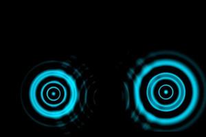 lichtblauwe geluidsgolven oscilleren met cirkelring, abstracte achtergrond foto