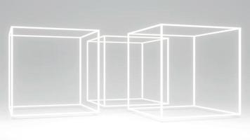 3D-rendering concept van wit thema van lege product display podia samenstelling geometrie elementen voor commerciële sjabloonontwerp. 3D render. foto