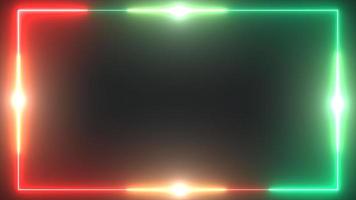 gloed rode en groene neon grens achtergrond met fakkels foto